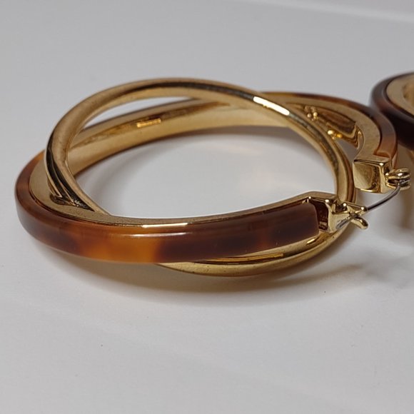 Vince Camuto Tortoise And Gold Tone Large Hoop Earrings - Picture 8 of 15